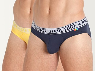 Model in peace happy navy/yellow Private Structure Pride Briefs 2-Pack Peace/Happy Navy/Yellow