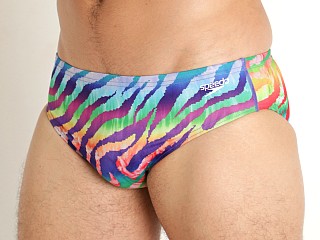 Model in animal print Speedo Pride Eco Endurance Printed Brief