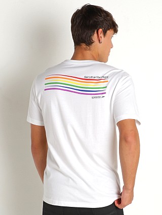 Model in rainbow print Speedo Pride T-Shirt