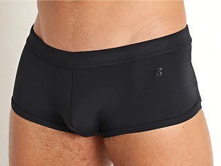 Model in black Nasty Pig Core Square Cut Swim Trunk