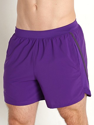 Model in purple Under Armour Launch 5" Running Short