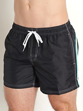 Model in black #35 Sundek 14" Elastic Waistband Surf Trunk