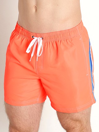 Model in fluo orange Sundek 14" Elastic Waistband Surf Trunk