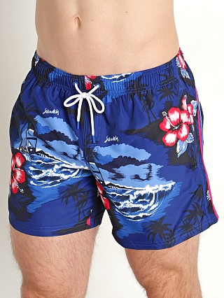 Model in surf heaven print Sundek 14" Elastic Waistband Surf Trunk