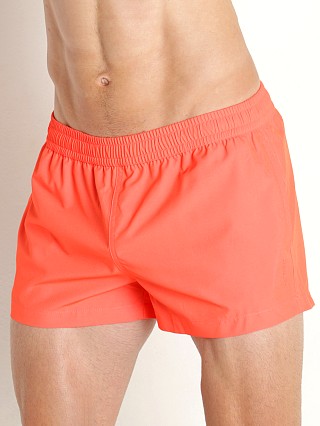 Model in coral Olaf Benz Blu 2255 Beach Swim Shorts