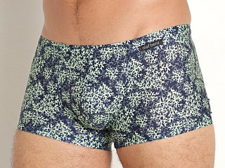 Model in coral print Olaf Benz Blu 2250 Beach Swim Trunk