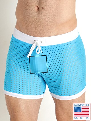 Model in turquoise Go Softwear Hard Core Tryst Mesh Short