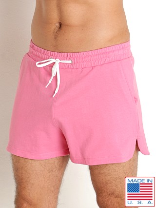 Model in flamingo pink Go Softwear Pacific French Terry Pocket Short