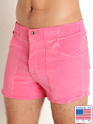 Model in flamingo pink Go Softwear Pacific Corduroy Short