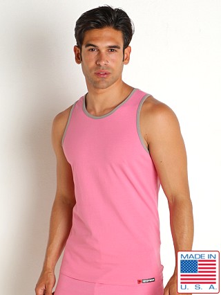 Model in flamingo pink Go Softwear Pacific Classic Tank Top