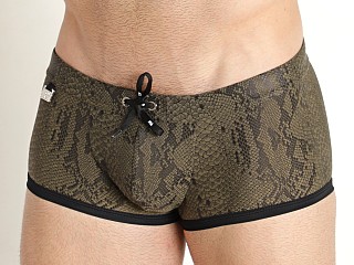 Model in khaki TOF Paris Splendid Swim Trunks