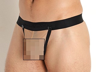 Model in beige Modus Vivendi Pleasure Mesh C-Ring Thong