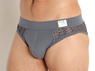 Model in grey Modus Vivendi Hole Mesh Classic Brief