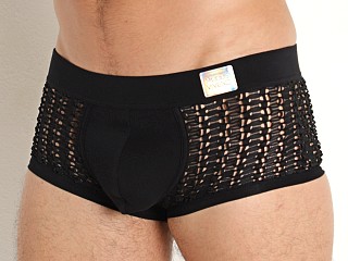 Model in black Modus Vivendi Hole Mesh Trunk