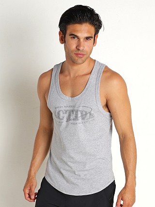 Model in grey Modus Vivendi Pique Tank Top