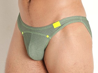 Model in khaki Modus Vivendi Jeans Low Cut Swim Brief