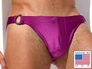 Model in plum crazy Rufskin Lando Slight Cheeky Swim Brief