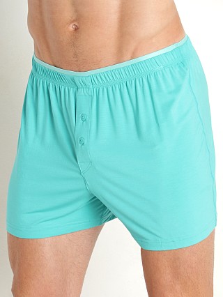 Model in turquoise 2xist Modal Knit Boxer