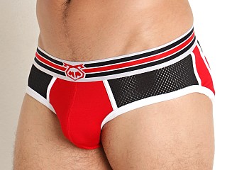 Model in red/black Nasty Pig Xposed Classic Brief