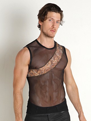 Model in black Gregg Homme Cobra Muscle Shirt