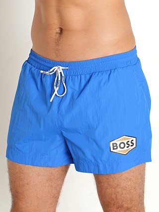 Model in bright blue Hugo Boss Pacific Swim Shorts