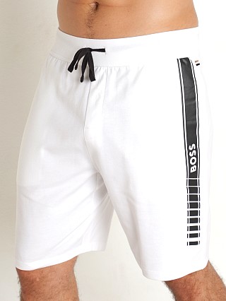 Model in white Hugo Boss Authentic Shorts