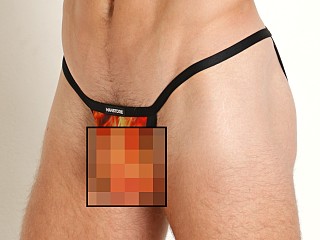 Model in fire print Manstore Sheer Mesh Cheeky Tanga Brief