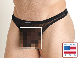 Model in black Rick Majors Armor Mesh Thong