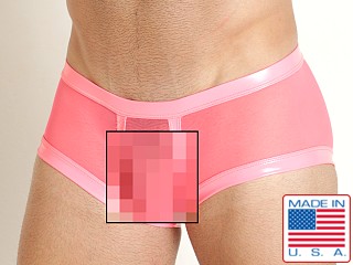 Model in neon pink Rick Majors Vinyl Mesh Trunk