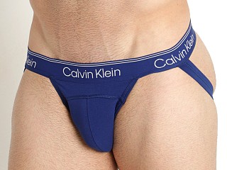 Model in dark sapphire Calvin Klein Athletic Active Jockstrap