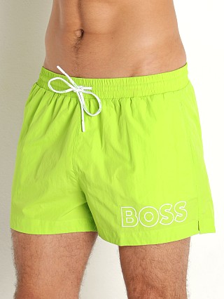 Model in lime Hugo Boss Mooneye Swim Shorts