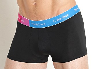 Model in black w/ shocking blue Calvin Klein Pride Micro Low Rise Trunk