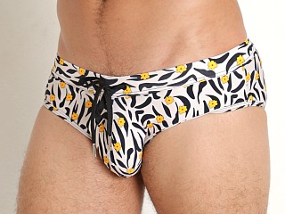 Model in black/gold tiger St33le Freestyle Up-Lift Swim Brief Black/Gold