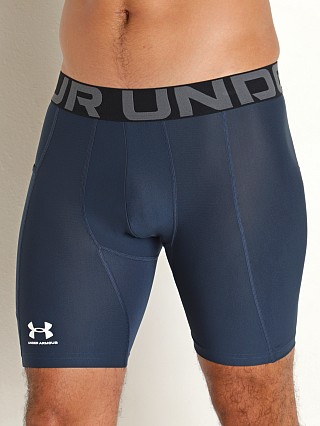 Model in darling blue Under Armour HeatGear Armour Compression Shorts