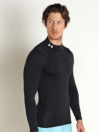 Model in black Under Armour HeatGear Mock Long Sleeve