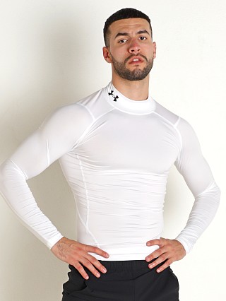 Model in white Under Armour HeatGear Armour Mock Long Sleeve