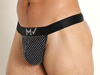 Model in black Modus Vivendi Exquisite Crystal G-String