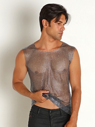 Model in black Modus Vivendi Exquisite Crystal Tank Top