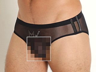 Model in black Modus Vivendi Sharp Mesh Classic Brief