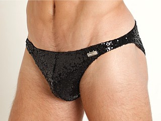 Model in black Modus Vivendi Sequins Low Cut Brief