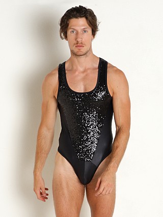 Model in black Modus Vivendi Sequins Fabric Bodysuit