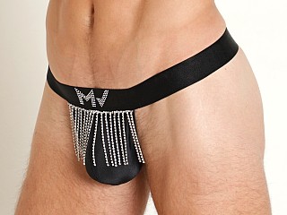 Model in black Modus Vivendi Flashy Fringed Thong