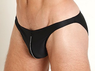 Model in black Modus Vivendi Flashy Low Cut Brief