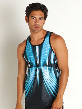 Model in aqua blue Breedwell Akira Tank Top