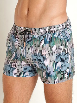 Model in torch print 2eros S50 Swim Shorts