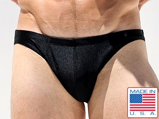 Model in black Rufskin Matt Ramhead Swim Jockstrap