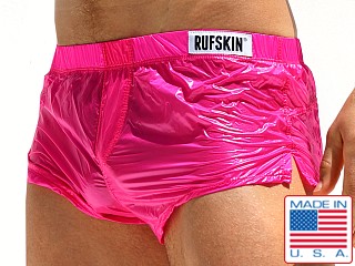 Model in hot pink Rufskin Zuko See-Through Nylon Shorts