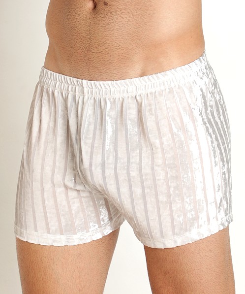 Rick Majors Stripe Velvet Short White