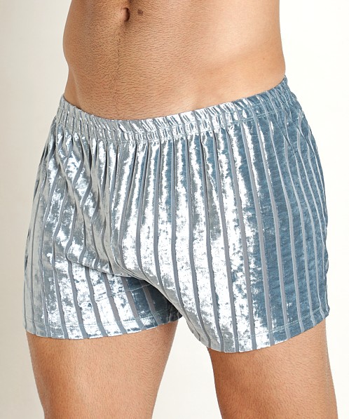 Rick Majors Stripe Velvet Short Sea Blue