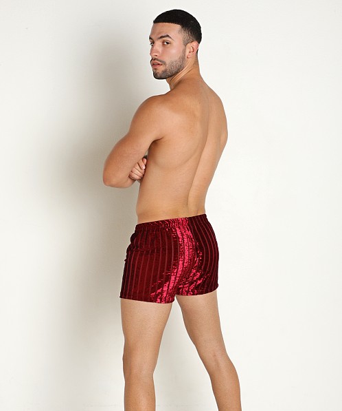 Rick Majors Stripe Velvet Short Elderberry